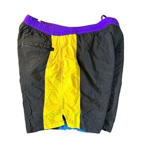 HOBIE Swim Trunks 90’s Retro Men Medium Shorts M Mesh Lined Pockets Yellow Black